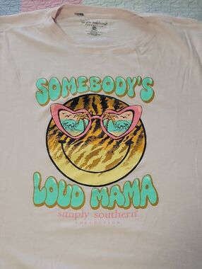 Simply Southern Pink Tee with Mint, Yellow & Coral Graphic